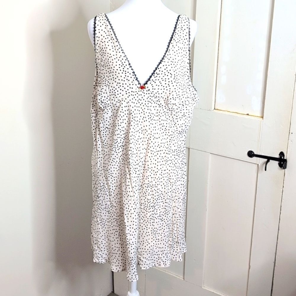 Wild Fable XXL White Black Polka Dot Night Gown Pajama Dress, NEW